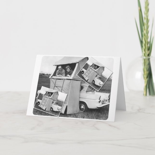 Vintage Car Camping Caravan Karte (Vorderseite)
