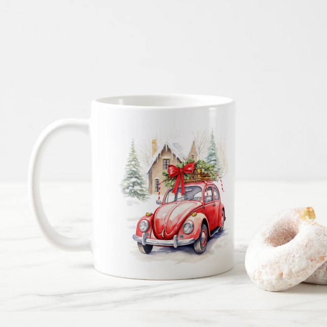 Vintage Car Christmas Kaffeetasse (Mit Donut)