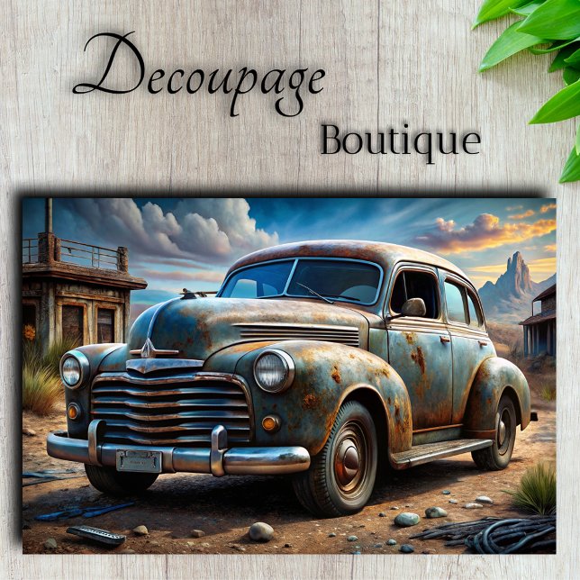 Vintage Car Decoupage Seidenpapier (Desert Time Decoupage Tissue Paper)