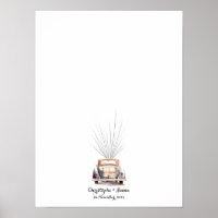 Vintage Car Fingerprint Balloon Wedding Guest Book