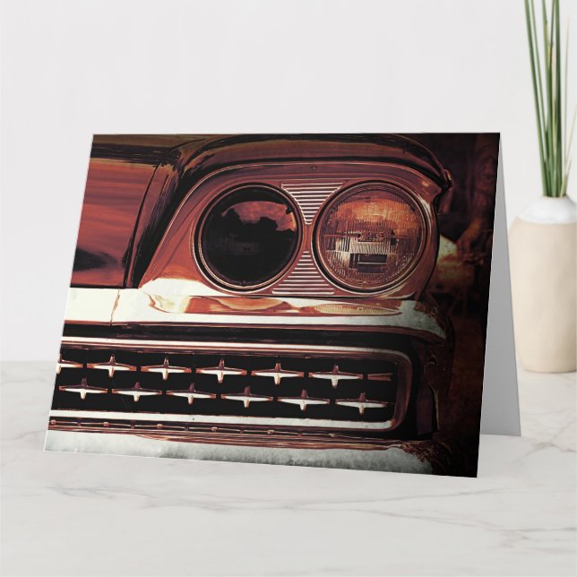 Vintage Car Grill Scheinwerfer Big Birthday Card Karte (Vorderseite)