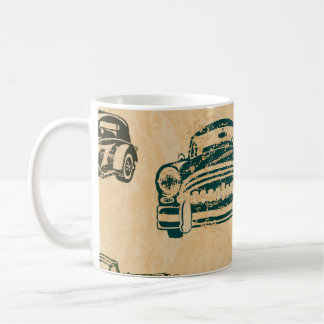 Vintage Car Illustration Hintergrundmuster Kaffeetasse