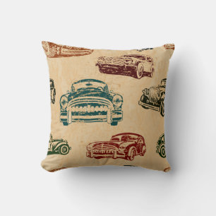Vintage Car Illustration Hintergrundmuster Kissen
