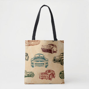 Vintage Car Illustration Hintergrundmuster Tasche