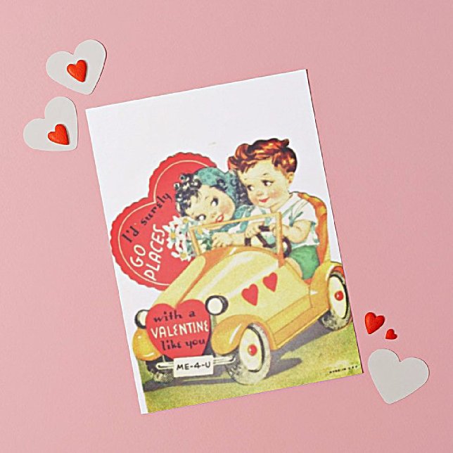 Vintage Car Kinder Valentinstag Valentine Mitteilungskarte (Von Creator hochgeladen)
