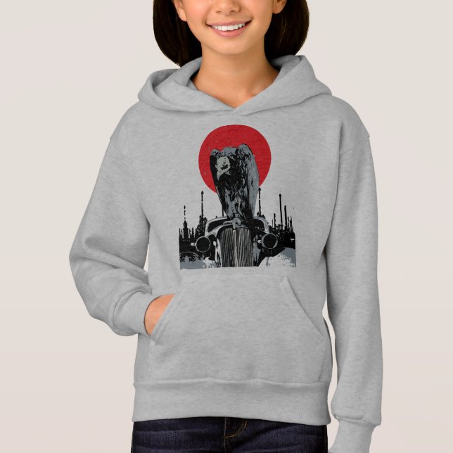 Vintage Car mit roter Sonne Hoodie (Vorderseite)