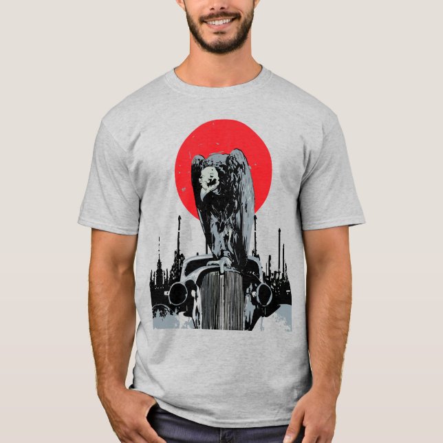 Vintage Car mit roter Sonne T-Shirt (Vorderseite)