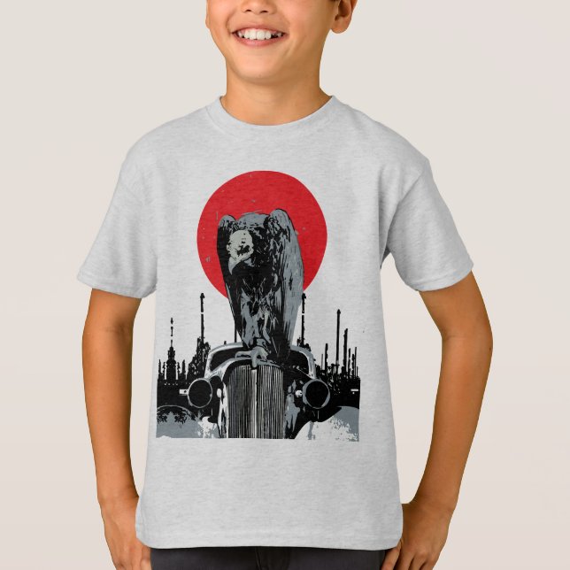 Vintage Car mit roter Sonne T-Shirt (Vorderseite)