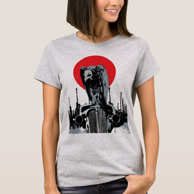 Vintage Car mit roter Sonne T-Shirt (Vorderseite)
