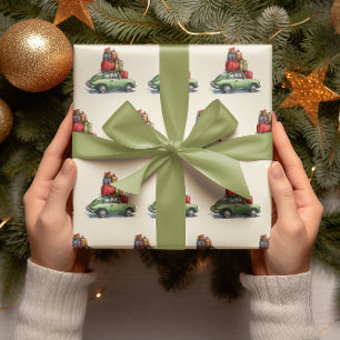 Vintage Car mit Weihnachtsgeschenkpapier Geschenkpapier Set