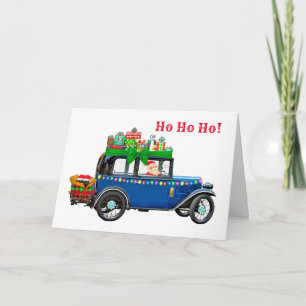 Vintage Car mit Weihnachtskarte Karte
