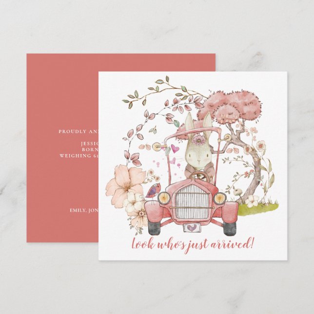 Vintage Car Niedlich Bunny Girl Ankündigung (Vorne/Hinten)