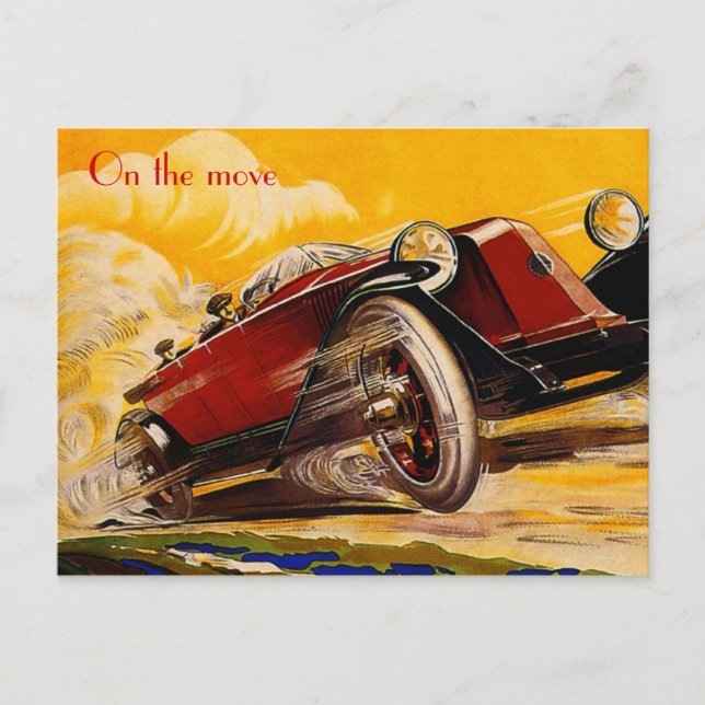 Vintage Car Rennposter Postkarte (Vorderseite)