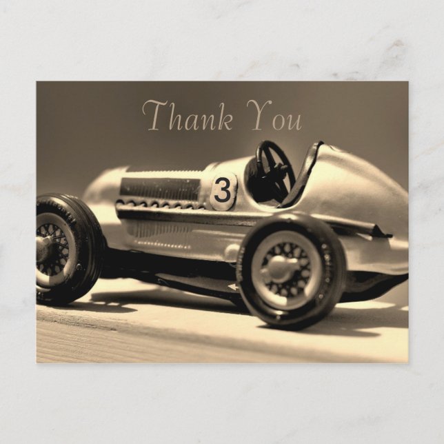Vintage Car Retro Boy Geburtstag Vielen Dank Postkarte (Vorderseite)