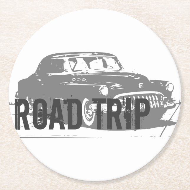 Vintage Car Runder Pappuntersetzer (Vorderseite)
