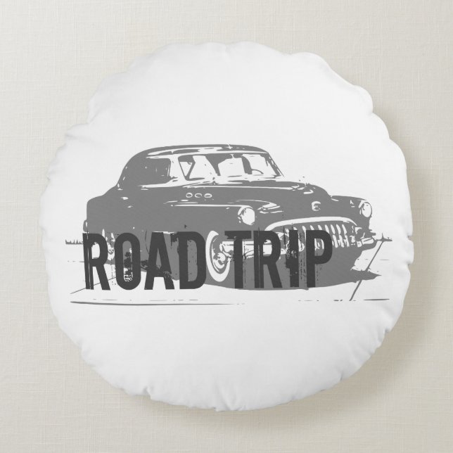 Vintage Car Rundes Kissen (Vorderseite)