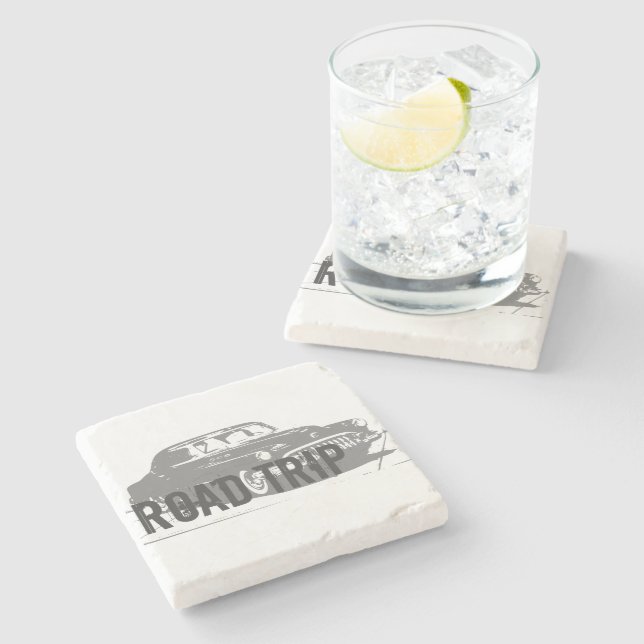 Vintage Car Steinuntersetzer (Seitenansicht)