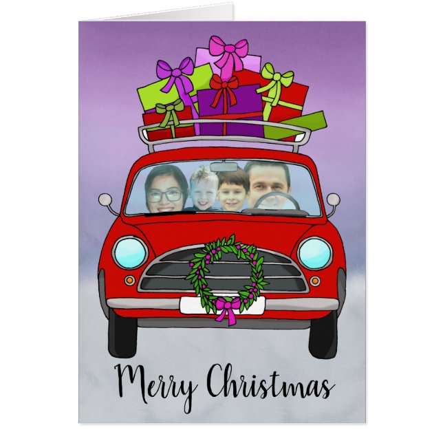 Vintage Car Weihnachten individuell anpassbare Fot (Vorne)