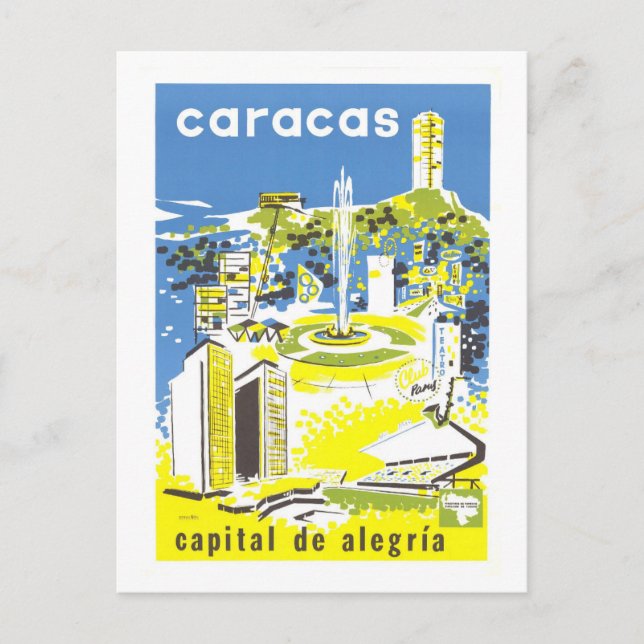 Vintage Caracas, Venezuela, Reiseplakat Postkarte (Vorderseite)