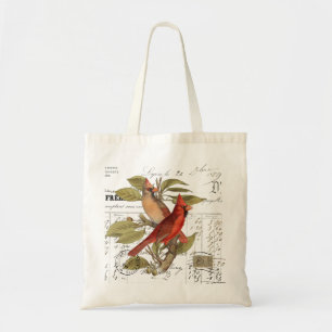 Vintage Cardinal Birds French Script - Sac quotidi