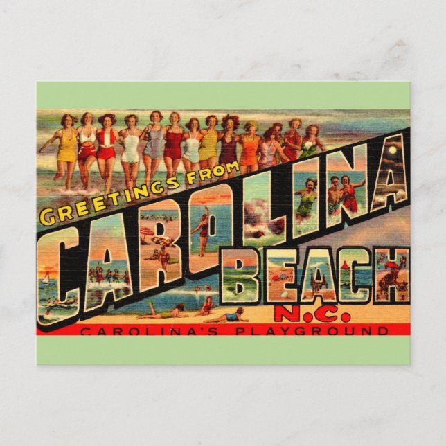 Vintage Carolina Beach NC Postkarte (Vorderseite)