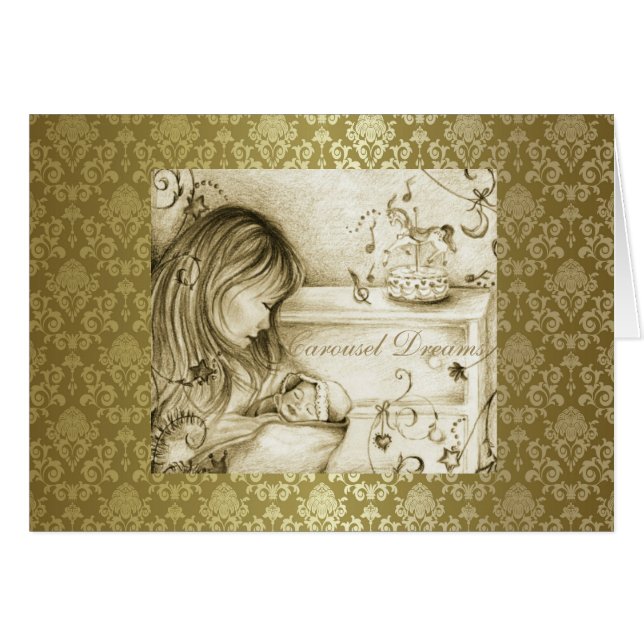 Vintage Carousel Dreams Gold Damask (Devant Horizontal)