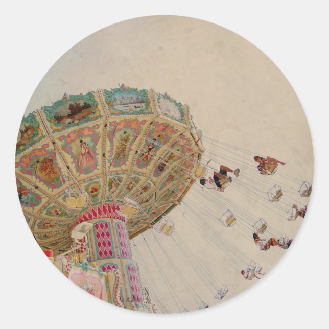 Vintage carousel in Paris Runder Aufkleber (Vorderseite)