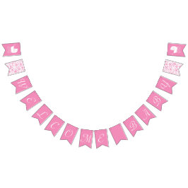 Vintage Carriage Baby Dusche Niedlich Pink Girl Wimpelkette