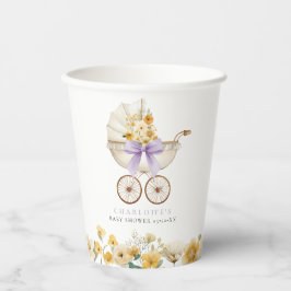 Vintage Carriage Lavender Floral Baby Shower Cup Pappbecher