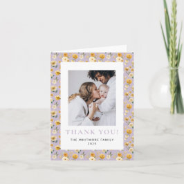 Vintage Carriage Lavender Floral Photo Thank You Dankeskarte