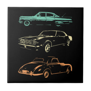 Vintage Cars - 80er & 90er Grafischer Retro Fliese