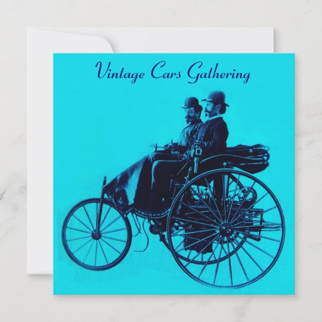 ViNTAGE CARS ANSAMMLUNG blaue Turquase Einladung (Vorderseite)
