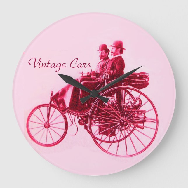 Vintage Cars Ansammlung Große Wanduhr (Vorderseite)