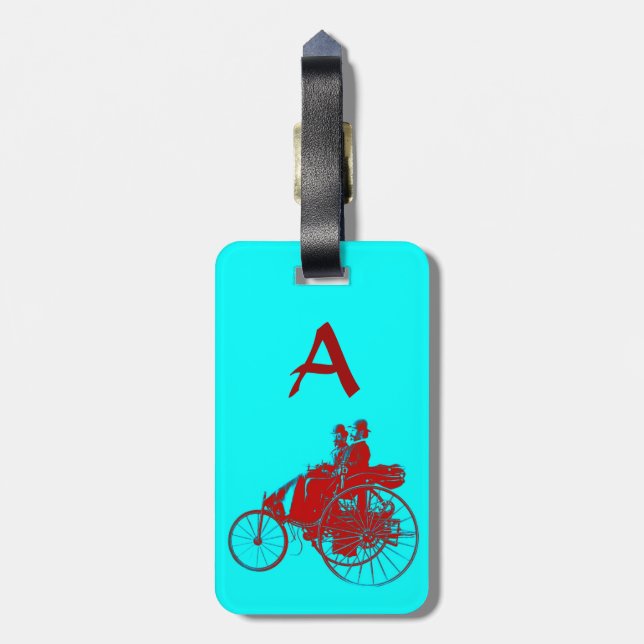 Vintage Cars Ansammlung Monogramm Gepäckanhänger (Rückseite vertikal)
