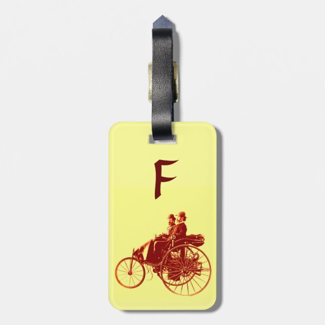 Vintage Cars Ansammlung Monogramm Gepäckanhänger (Rückseite vertikal)