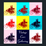ViNTAGE CARS ANSAMMLUNG POP ART Poster<br><div class="desc">Elegantes,  farbenfrohes und künstlerisches Automobildesign neu erarbeitet aus dem klassischen Vintag .Dreirad-Benz-Motorwagen,  1886.Farbpalette:gelb,  braun,  aqua blau, rot, lila, pink, schwarz, weiß.</div>