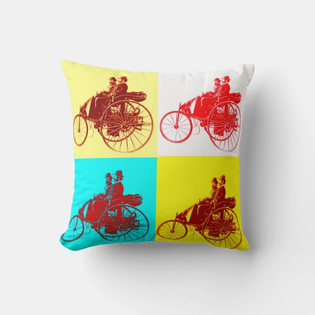 Vintage Cars Ansammlung Pop Kissen (Vorderseite)