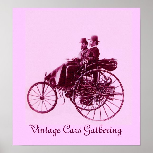 Vintage Cars Ansammlung, rosa Veilchen lila Poster (Vorne)