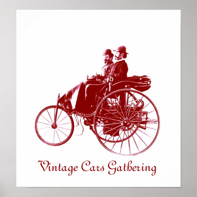 Vintage Cars Ansammlung, weiß braun Poster (Vorne)