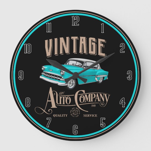Vintage Cars Große Wanduhr (Vorderseite)