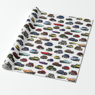 Vintage Cars Illustrationen Random Muster Geschenkpapier