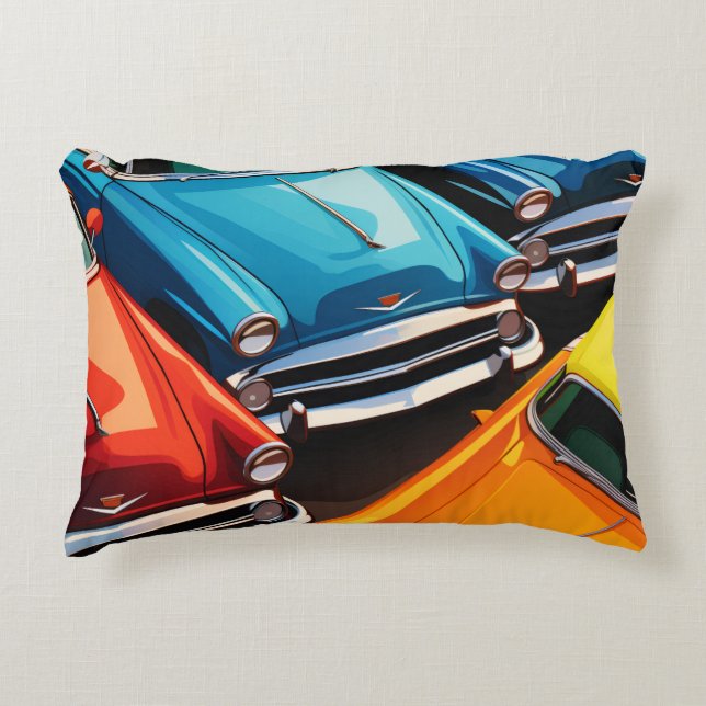 Vintage Cars Pattern Dekokissen (Vorderseite)