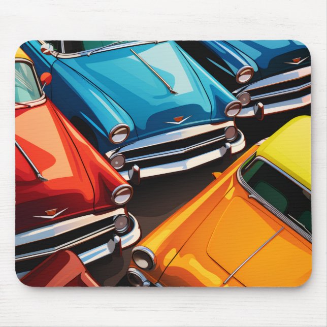 Vintage Cars Pattern Mousepad (Vorne)