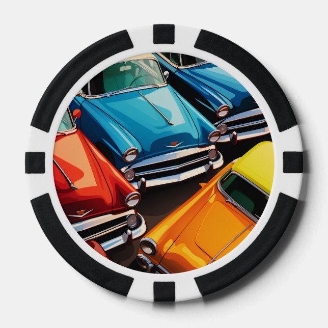 Vintage Cars Pattern Pokerchips (Vorderseite)