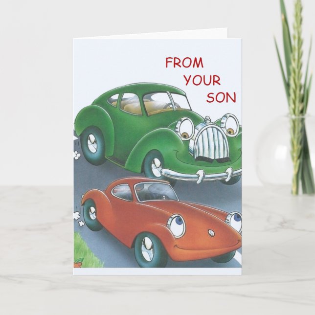 Vintage Cars Vatertagskarte vom Sohn Karte (Vorderseite)
