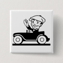 Vintage Cartoon Classic Car Retro Comic Button
