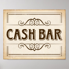 Vintage CASH-BAR-Beschriftung Poster