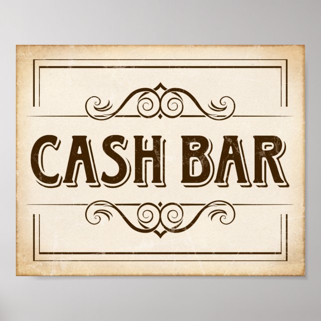 Vintage CASH-BAR-Beschriftung Poster (Vorne)