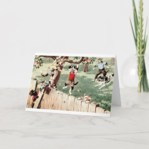 Vintage Cat Apple Thieves Note Card Karte