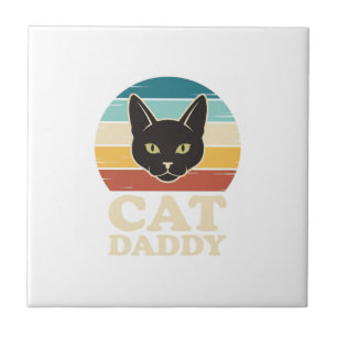 Vintage Cat Daddy Black Cat Retro Sonnenuntergang  Fliese